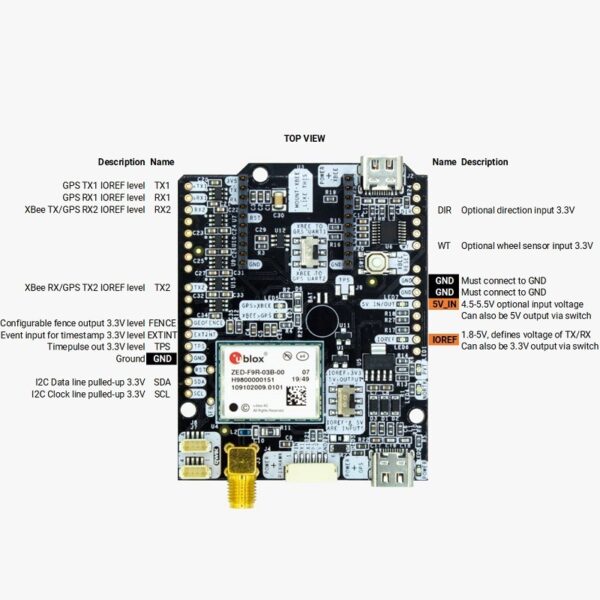 simpleRTK2B Fusion (ZED-F9R) multiband GNSS RTK board