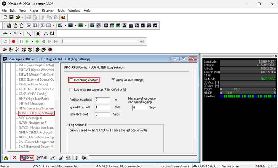 enregistrement de données de base avec simpleRTK2B ZED-F9P mémoire_intégrée étape 15