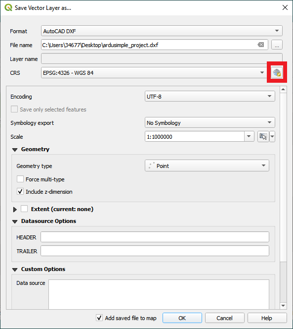 QGIS save vector layer as