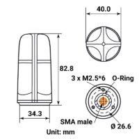 Helical triple band GNSS RTK antenna dimensions