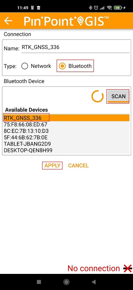 how to connect simpleRTK3B with pinpoint GIS via bluetooth10