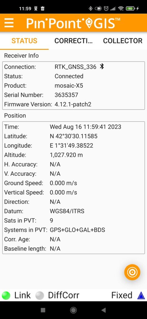 how to connect simpleRTK3B with pinpoint GIS via bluetooth11