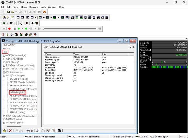 enregistrement de données de base avec simpleRTK2B ZED-F9P mémoire intégrée step16
