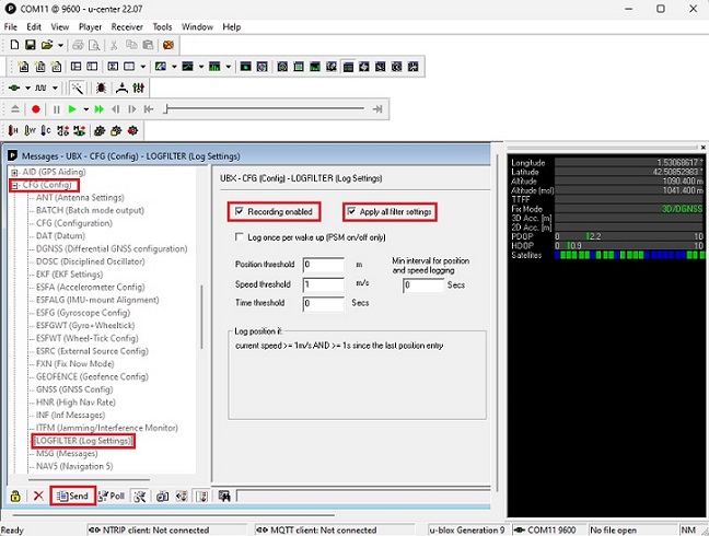 enregistrement de données de base avec simpleRTK2B_ZED-F9P mémoire intégrée step8