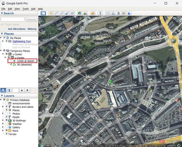 tutorial cómo visualizar datos GNSS RTK en tiempo real en Google Earth