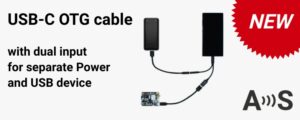 USB-C OTG cable with dual input for separate Power and USB device