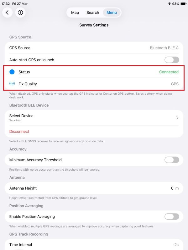 Handleiding voor gebruik ArduSimple RTK Smart Antenne met Mapit GIS iOS-status, kwaliteitsverbetering